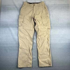 REI Co-op Sahara Convertible Pants Mens Med-34L  Beige Cargo Hike Stretch Waist